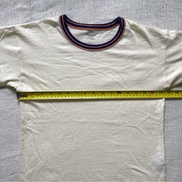 MADEWELL Cream  T-shirt With Colourful Collar Size XS - Picture 9 of 10